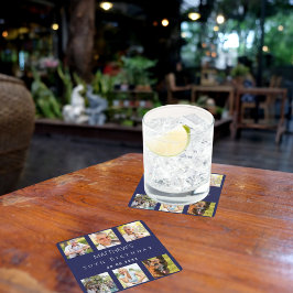 Geburtstagsfeier des Marineblauen Fotos Rechteckiger Pappuntersetzer