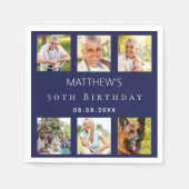 Geburtstagsfeier des Marineblauen Fotos Serviette (Vorderseite)