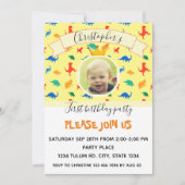 Geburtstagsfeier Dinosaurier Baby Boy Foto Einladung (Vorderseite)