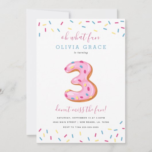 Geburtstagsfeier| Drei Einladung (Vorderseite)