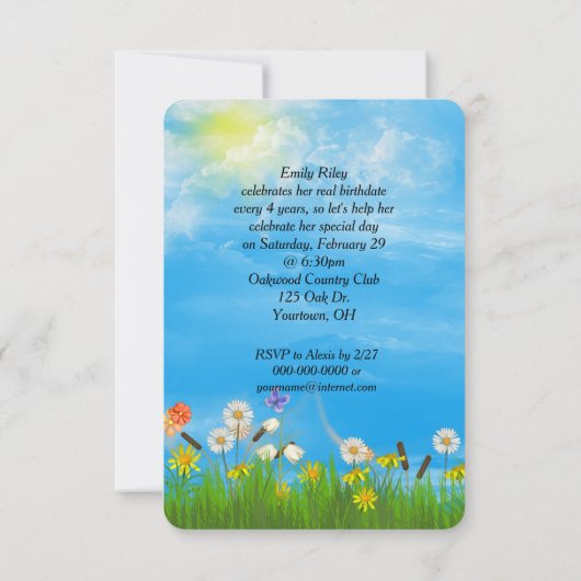 Geburtstagsfeier Einladung (Rückseite)