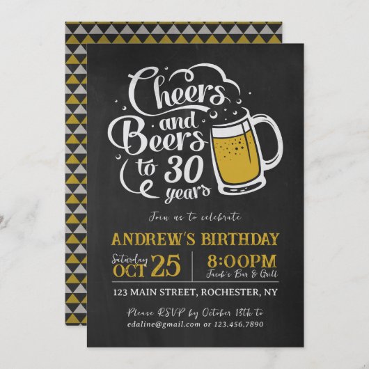 Geburtstagsfeier Einladung (Vorne/Hinten)