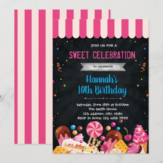 Geburtstagsfeier Einladung (Vorne/Hinten)