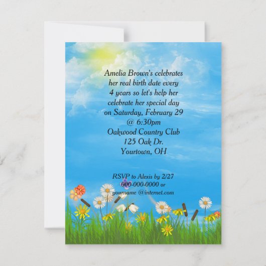 Geburtstagsfeier Einladung (Rückseite)