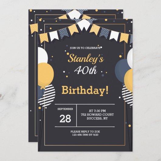 Geburtstagsfeier Einladung (Vorne/Hinten)