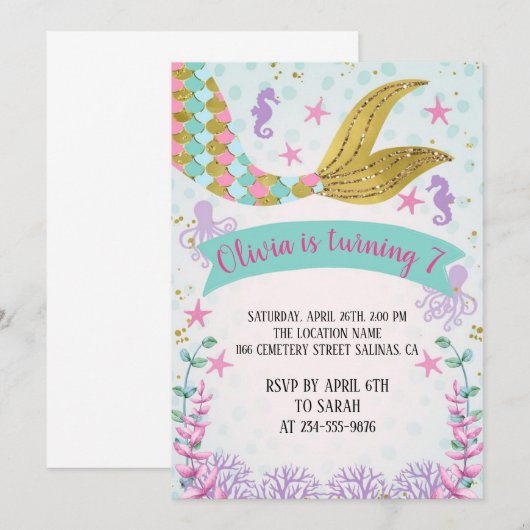 Geburtstagsfeier Einladung (Vorne/Hinten)