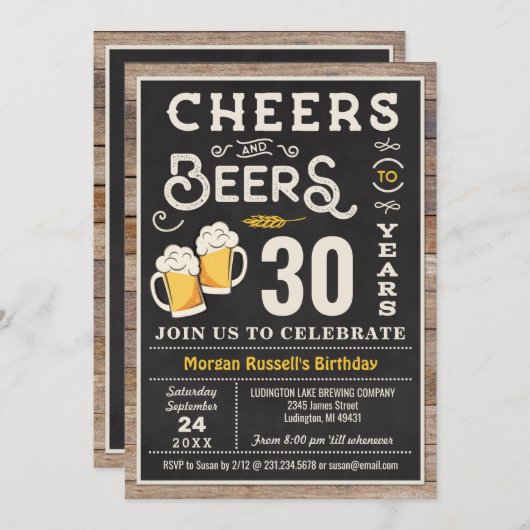 Geburtstagsfeier Einladung (Vorne/Hinten)