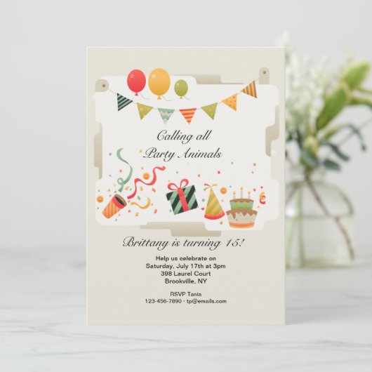 Geburtstagsfeier Einladung (Stehend Vorderseite)