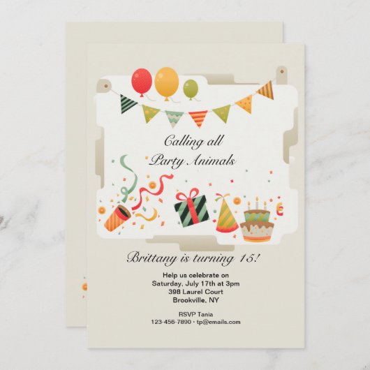 Geburtstagsfeier Einladung (Vorne/Hinten)