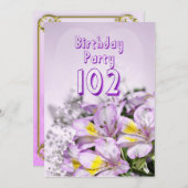 Geburtstagsfeier Einladung 102 Jahre alt (Vorne/Hinten)