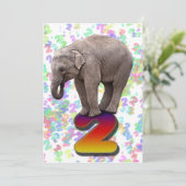 Geburtstagsfeier Einladung 2 mit glücklichen Elefa (Stehend Vorderseite)