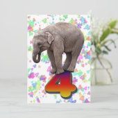 Geburtstagsfeier Einladung 4 mit glücklichen Elefa (Stehend Vorderseite)