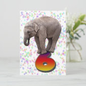 Geburtstagsfeier Einladung 6 mit glücklichen Elefa (Stehend Vorderseite)