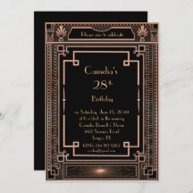 Geburtstagsfeier Einladung Frau, Gatsby, schwarz