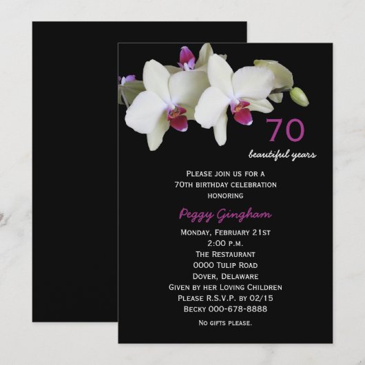 Geburtstagsfeier Einladung Orchideen (Vorne/Hinten)