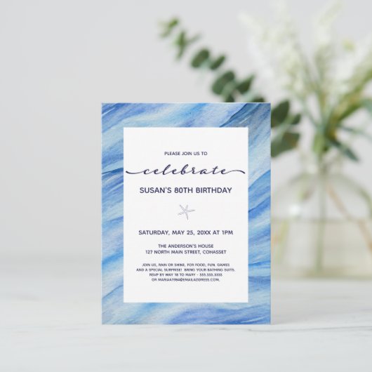 Geburtstagsfeier Einladung Postkarte (Stehend Vorderseite)