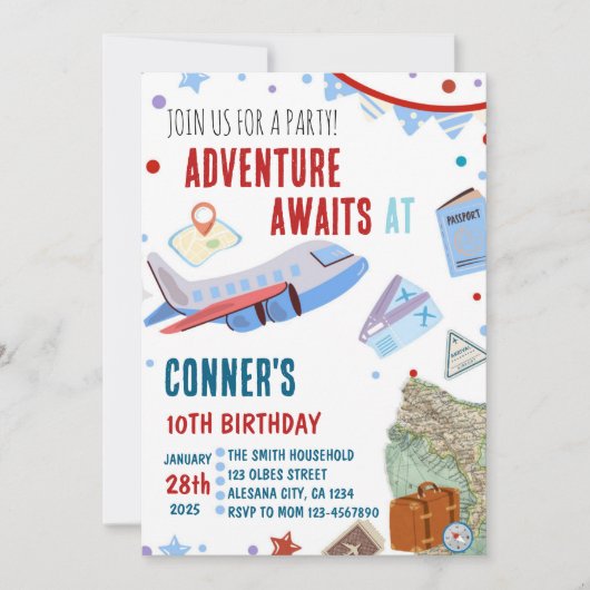 Geburtstagsfeier Einladung Zielort (Vorderseite)