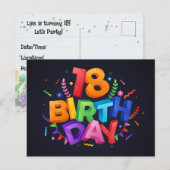 Geburtstagsfeier Einladungspostkarte (Vorne/Hinten)