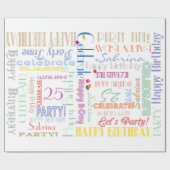 Geburtstagsfeier! Fontografischer Individuelle Nam Geschenkpapier (Flach)