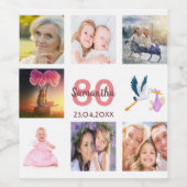 Geburtstagsfeier Foto Collage Weinetikett (Einzelnes Label)