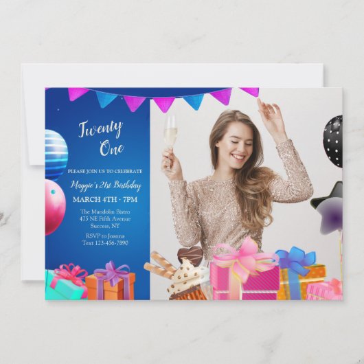 Geburtstagsfeier Foto Einladung (Vorderseite)