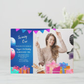 Geburtstagsfeier Foto Einladung (Stehend Vorderseite)