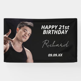 Geburtstagsfeier Foto Schwarz-weißer moderner Typ Banner