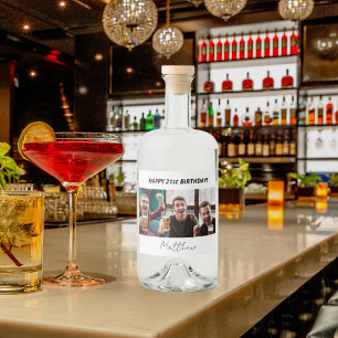 Geburtstagsfeier Foto weiß Schwarz Moderner Typ Alkoholflaschenetikett