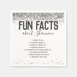 Geburtstagsfeier Fun Facts Silber Glitter Mädchenh Serviette