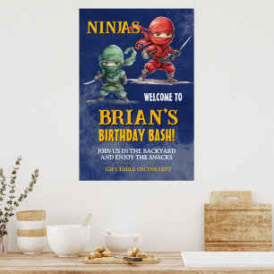 Geburtstagsfeier für einen geschickten Ninja-Krieg Poster