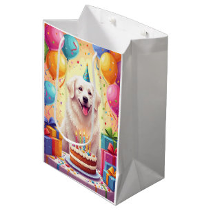 Geburtstagsfeier für einen großen Pyrenäenhund Mittlere Geschenktüte