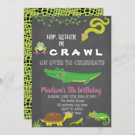 Geburtstagsfeier für Mädchen Einladung (Vorne/Hinten)