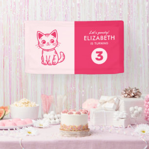 Geburtstagsfeier für Mädchen mit Kitten in individ Banner