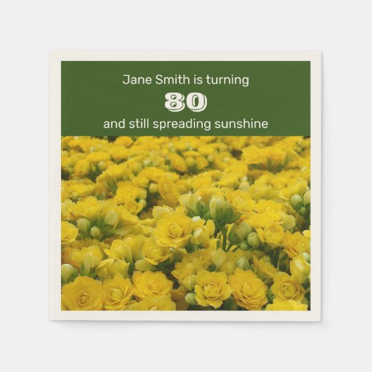 Geburtstagsfeier Gelbe Blumen Feier Serviette (Vorderseite)