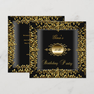 Geburtstagsfeier Gold Schwarz Blumen Damen 50. Einladung