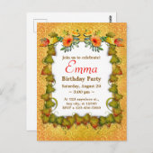 Geburtstagsfeier Herbstlaub Niedlich Moderne Postkarte (Vorne/Hinten)