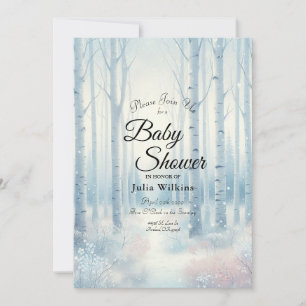Geburtstagsfeier im Frosted Blue Birch Forest Einladung