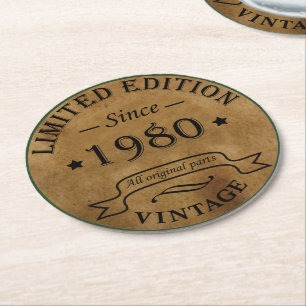 Geburtstagsfeier im Jahrgang 1980 Runder Pappuntersetzer