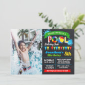 Geburtstagsfeier im Sommer Bash Chalkboard Foto Einladung (Stehend Vorderseite)