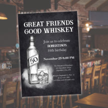 Geburtstagsfeier im Whiskey-Thema im Sketch-Stil z