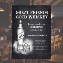 Geburtstagsfeier im Whiskey-Thema im Skizzenstil z