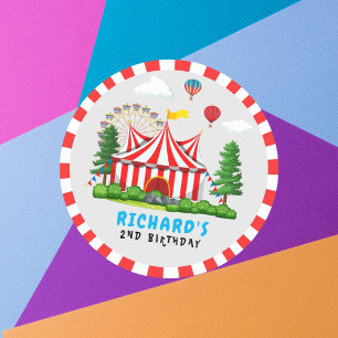 Geburtstagsfeier im Zeichen des Circus Carnivals Runder Aufkleber