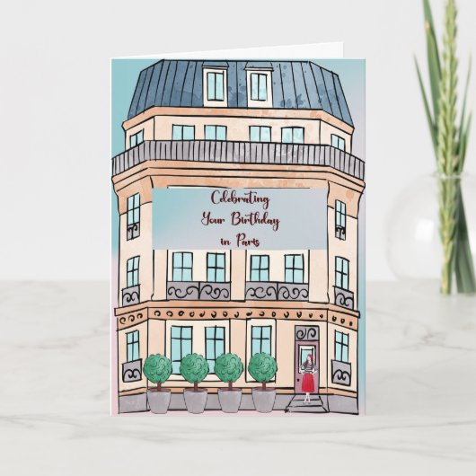 Geburtstagsfeier in Paris Dankeskarte (Vorderseite)