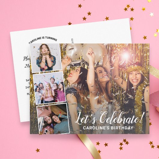 Geburtstagsfeier jedes Jahr Moderne FotoCollage Postkarte