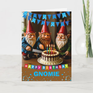 Geburtstagsfeier: Kuchen mit deinen Gnomies schnei Karte