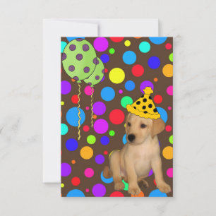 Geburtstagsfeier Labrador Welpe Punkte Ballons 2 Einladung