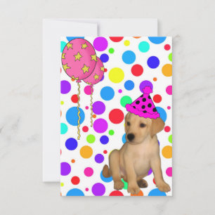 Geburtstagsfeier Labrador Welpe Punkte Ballons Einladung