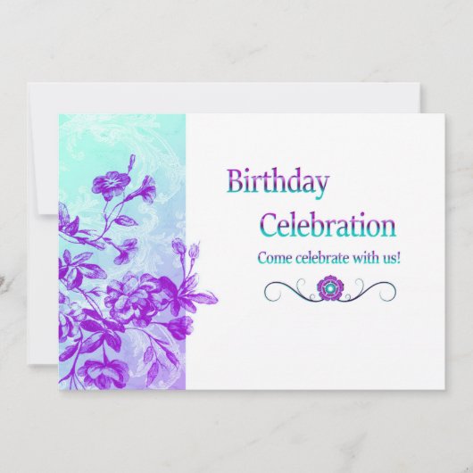 Geburtstagsfeier (lila) Einladung (Vorderseite)