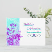 Geburtstagsfeier (lila) Einladung (Stehend Vorderseite)