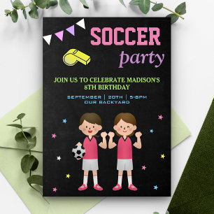 Geburtstagsfeier Mädchen-Fußball-Sportthema Einladung